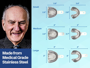 Juego Profesional de 6 Bandejas Metálicas Perforadas de Acero Inoxidable para Impresiones Dentales (Pequeñas, Medianas, Grandes) - Product Image 6