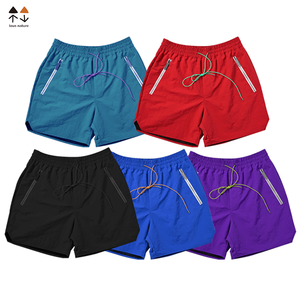Shorts Bermuda Homme Bleu Marine Taille Mi-Haute avec Cordon de Serrage Séchage Rapide Style Décontracté Couleur Unie Tissu Tissé avec Poches Zippées - Product Image 4