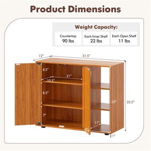 Scarpiera Regolabile in MDF a 2 Ante Chiusa e 3 Ripiani Aperti, Design Semplice, Organizer per Ingresso - Product Image 3