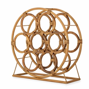 Porte-bouteilles en rotin moderne, best-seller, étagère à vin en canne naturelle, support de rangement pour spiritueux sur table - Product Image 1