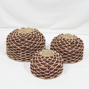 Rustic Indoor Seagrass Planter Set Flower Pot <b>Basket</b> Eco-Friendly Hanging for Home Decoration Round Open <b>Weave</b> No Handles - Product Image 4