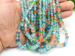 Cristal de quartz naturel brut, forme irrégulière, perle de 16 pouces, 3-5 mm environ, traité avec plusieurs couleurs, certifié - Product Image 3