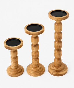 Ensemble de 3 porte-bougies en bois faits à la main, design rustique moderne, respectueux de l'environnement, centre de table, décoration intérieure - Product Image 1