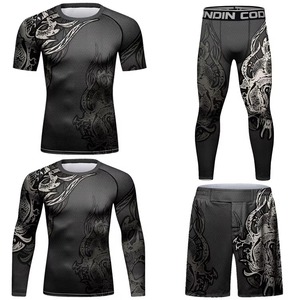 Vêtements de sport pour hommes, ensembles 4 pièces, personnalisation avec impression par sublimation, logo, t-shirts, shorts, leggings - Product Image 1