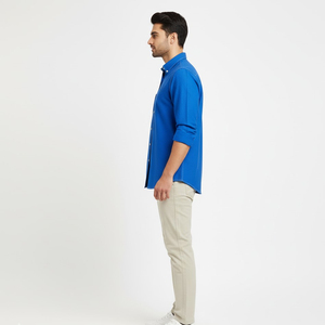 Chemise décontractée Oxford personnalisée avec logo, 100 % coton, coupe ample, boutons en corne, écologique, pour hommes – Vente en gros - Product Image 2