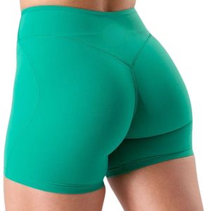 Shorts de sport pour femme vertes, taille mi-haute, extensibles, à compression, pour la gym, la course, le yoga et l'entraînement - Product Image 4