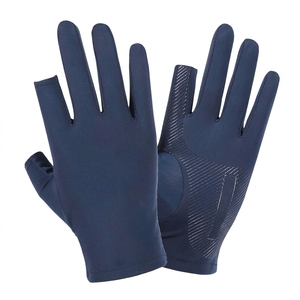Gants de pêche en néoprène demi-doigts unisexes toutes saisons bleu foncé légers respirants à enfiler - Product Image 1