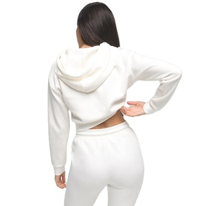 Sudadera con Capucha Personalizada para Mujer, Estilo Urbano Informal, Corta, para Invierno/Primavera, Transpirable, Antiarrugas, Antiretráctil, con Abertura Frontal - Product Image 4