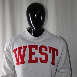 WEST ASH GREY Mock Neck Sweatshirt 100% Cotton <b>RED</b> Applique Embroidery wide neck Sweatshirt CLUSH SPORTS - Product Image 2