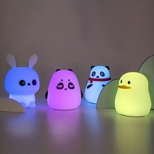 IMB-VZD-VZ 1 luce notturna a LED carino in Silicone coniglio/orso/anatra arcobaleno cambia funzione Soft Pat controllo USB ricarica colore casuale - Product Image 1
