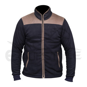 Veste polaire bleue pour homme, col montant, fermeture éclair, manches longues, coupe-vent, chaude, décontractée, entièrement zippée, pour l'hiver - Product Image 1