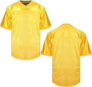 Camiseta de Fútbol para Hombre con Cuello en V, Estampado Digital, Bloques de Color Amarillo, Diseño de Parches, Estilo Urbano Único, Manga Corta, Corte Regular - Product Image 1
