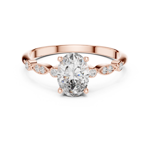 Deco Oval Cut Lab Grown Solitaire <b>Ring</b> <b>Set</b> in 18KT Rose <b>Gold</b> Certified for Party Wedding Daily Use Luxury Gifting for Women - Product Image 4