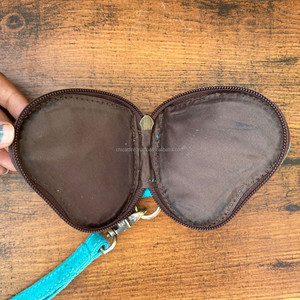 Porte-monnaie en forme de cœur en cuir suédé fait à la main, mini portefeuilles en cuir véritable occidental, porte-monnaie pour femmes - Product Image 4