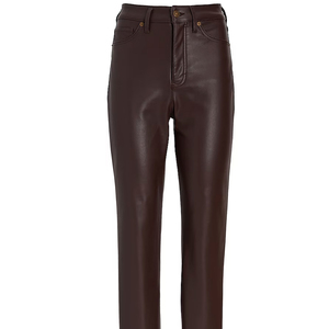 Pantalon en cuir longueur cheville, coupe ajustée moderne, style moto audacieux, avec détails de fermeture éclair, pour un look urbain et motard - Product Image 1
