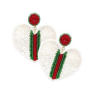 Pendientes colgantes bordados con cuentas hechos a mano a la moda con estilo con diseño en forma de corazón colores personalizados Unisex últimas empresas Hiba - Product Image 1