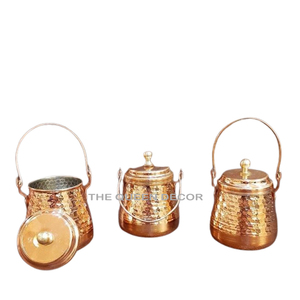 High Quality Stainless Steel Metal Round Shape Hammered Texture Copper Antique Finished Canister <b>Jar</b> - Product Image 2