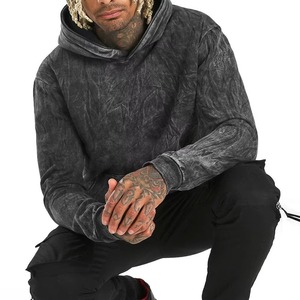Custom Marble Texture Acid Wash Lined 100% Cotton <b>Men's</b> Vintage Winter <b>Pullover</b> Hoodie Heavyweight Fleece Oversized Streetwear - Product Image 2