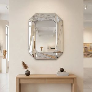Specchio da Parete Grande a Forma di Diamante Senza Cornice, Elegante e Moderno con Bordo Smussato, Decorazione per Soggiorno, Ingresso e Sala da Pranzo - Product Image 1