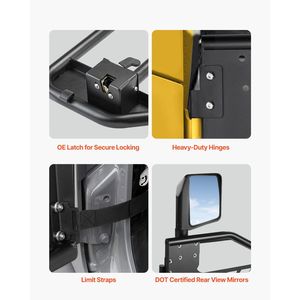 2018-2024 JEEP Wrangler JL 2020-2024 JEEP Gladiator JT JEEP Tube JT ประตูรถล่าสัตว์สไตล์4ประตูจุดได้รับการรับรองมุมมองด้านหลังอื่นๆ - Product Image 4