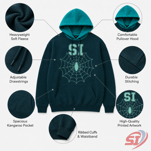 Sweat à capuche personnalisé avec motif araignée, coupe oversize, épais, streetwear, pour hommes et femmes, logo personnalisé, OEM, ODM, vente en gros - Product Image 4