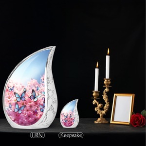 Urna Funeraria Rosa en Forma de Lágrima con Diseño de Corazón Rojo para Guardar Cenizas de Adultos, Hermosa Urna Conmemorativa en Forma de Lágrima - Product Image 2