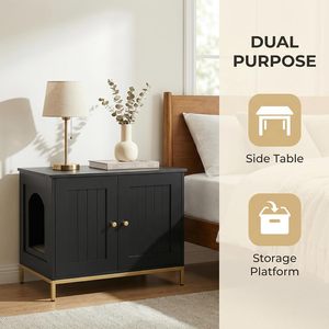 Cat Litter <b>Box</b> Enclosure, Cat Washroom Furniture with Metal Frame Pet House, Fit Most of Litter <b>Box</b> Modern Style, Black and Gold - Product Image 3