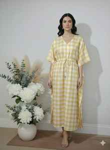 Robe caftan longue en coton pour femmes grandes tailles, caftan pour toutes les saisons - été, hiver, automne, printemps, fabriquée en tissu de mousseline - Product Image 5