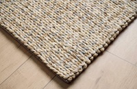 Handgewebter geflochtener Natur-Juteteppich, umweltfreundlicher Teppich mit einfarbigem Muster, flachem Flor und mittlerer Dicke, Jute-Rückseite, für den Wohnbereich