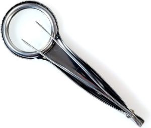 Loupe, Pince à épiler, Ciseaux de rasage élégants, Ciseaux à cuticules à surface de coupe incurvée et tranchante - Product Image 1