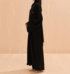 Wholesale Dubai Beautiful Black Traditional Islamic Women's Saudi Arabian <b>Abaya</b> Spring Polyester Breathable Ankle Length Muslim - Product Image 4