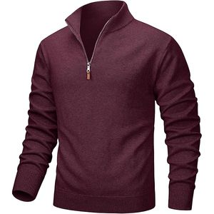 Pull de golf d'hiver pour homme, col roulé à quart de zip, imprimé, en molleton de coton, décontracté, écologique - Product Image 1