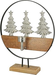 Aluminum Star <b>Tea</b> <b>Light</b> Holder with Silver Star Motif <b>Christmas</b> Candle Holder with Wooden Base <b>Christmas</b> Decoration Star - Product Image 5