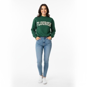 Wholesale ODM Service Autumn/Winter Knitted Eco-Friendly Embroidered Custom Logo Front <b>Women's</b> Pullover Mockneck Sweatshirt - Product Image 4