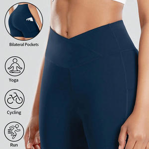 Shorts de yoga taille haute pour femmes, personnalisables, en tissu compressif, pour l'entraînement, la marque et la vente en gros - Product Image 5