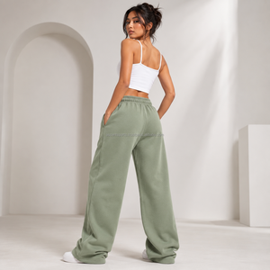 Pantalon large décontracté pour femme, en molleton de coton 450 GSM, idéal pour un usage quotidien, collection Premium 2026, doux, confortable, taille élastique - Product Image 2