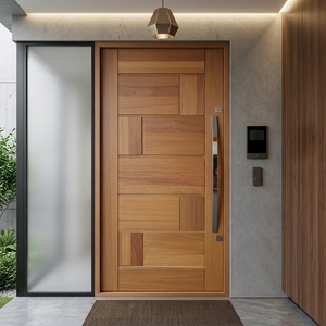 Nuestra Puerta Moderna de Madera Sólida con Diseño Geométrico Elegante de Swastika, Panel de Madera para Entrada, Decoración Artística para el Hogar - Product Image 4