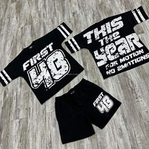 Temporada de verano Venta al por mayor de alta calidad 100% algodón Light GSM Oversized Boxy Vintage camiseta y conjunto corto para hombres - Product Image 1