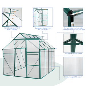 Serra da Esterno Moderna 6x8 FT Verde con Telaio in Legno e Metallo, Facile da Montare, Copertura Durevole in Mylar, Trattata a Pressione, Naturale - Product Image 3