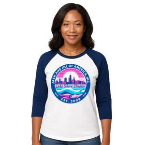 Women's White and <b>Navy</b> Blue Baseball Shirt Casual Three Quarter Sleeve Raglan Tee Everyday Comfortable Lifestyle Clothing <b>Top</b> - Product Image 1