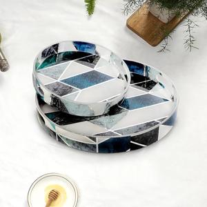 Bandeja de Esmalte con Diseño Impreso, Bandeja de Esmalte OEM Disponible, Bandeja de Esmalte para Exhibición de Alimentos, Bandeja de Esmalte con Patrón para Decoración del Hogar - Product Image 1