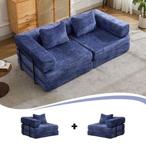 Divano componibile modulare a forma fissa, divano letto convertibile da pavimento, senza montaggio richiesto, con compressione per un facile trasporto - Product Image 2