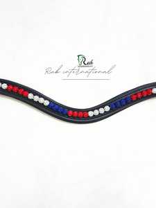 Premium <b>Leather</b> Horse Browband with Crystal Inlay - V-Shape Rhinestone Bling Browband for Equestrian Bridles - High-Quality Hors - Product Image 4