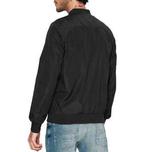 Veste bomber en satin noir écologique LUXE ATTIRE INDUSTRY pour homme, col et poignets côtelés, fermeture éclair, décontractée, pour l'extérieur, automne - Product Image 3