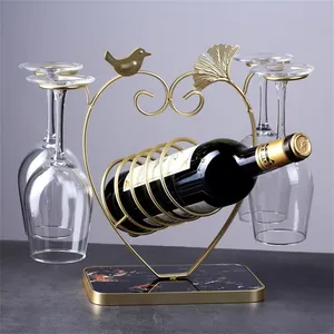 Porte-vin élégant en métal en forme de cœur avec motif d'oiseau et de feuille, style farmhouse, imperméable, capacité de 5 L, pour la décoration du bar ou de la cuisine - Product Image 5