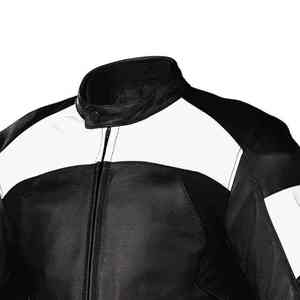 Men's Black <b>White</b> Color Blocking Motorcycle Leather <b>Jacket</b> Windproof Zipper Closure Stand Collar Slim Fit Moto <b>Biker</b> Style - Product Image 5