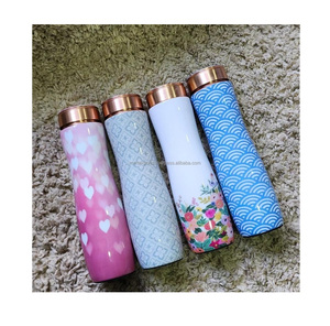 Eco friendly solid <b>copper</b> water <b>bottle</b> with secure threaded lid for clean water storage and healthy hydration - Product Image 1