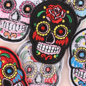 Parche Bordado Termoadhesivo de Calavera de Azúcar Estilo Punk Mexicano del Día de Muertos - Product Image 6