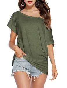 Trend Driven Casual Summer Solid <b>One</b> Shoulder Velvet Cotton Eco-Friendly Loose Fit Tee Feather Decoration Modern Fashion <b>Top</b> for - Product Image 1