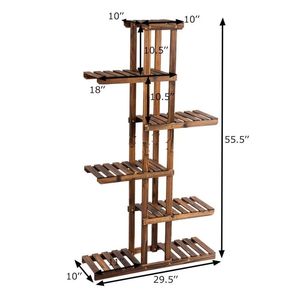 Scaffale da giardino in legno a 6 livelli per lo stoccaggio e la cremagliera per piante forniture da giardino - Product Image 4